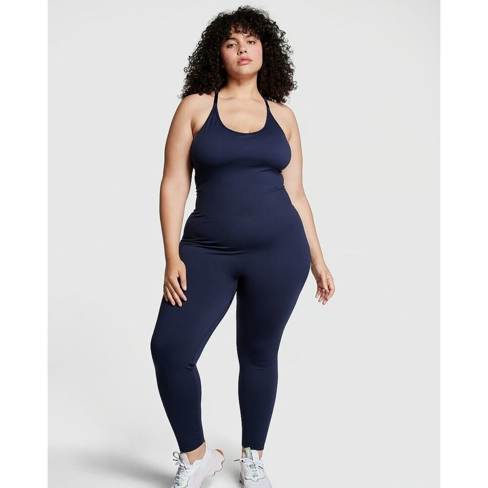 Victoria's Secret Pink Women's Seamless Workout One‎ Piece Size XXL Navy Blue